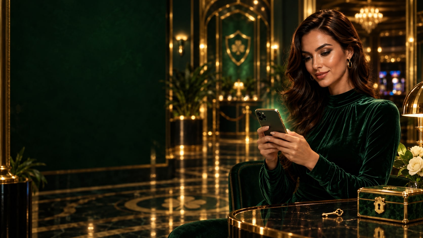 Accesso al profilo da smartphone Hostess di Nightluck casino che usa lo smartphone per accedere al profilo